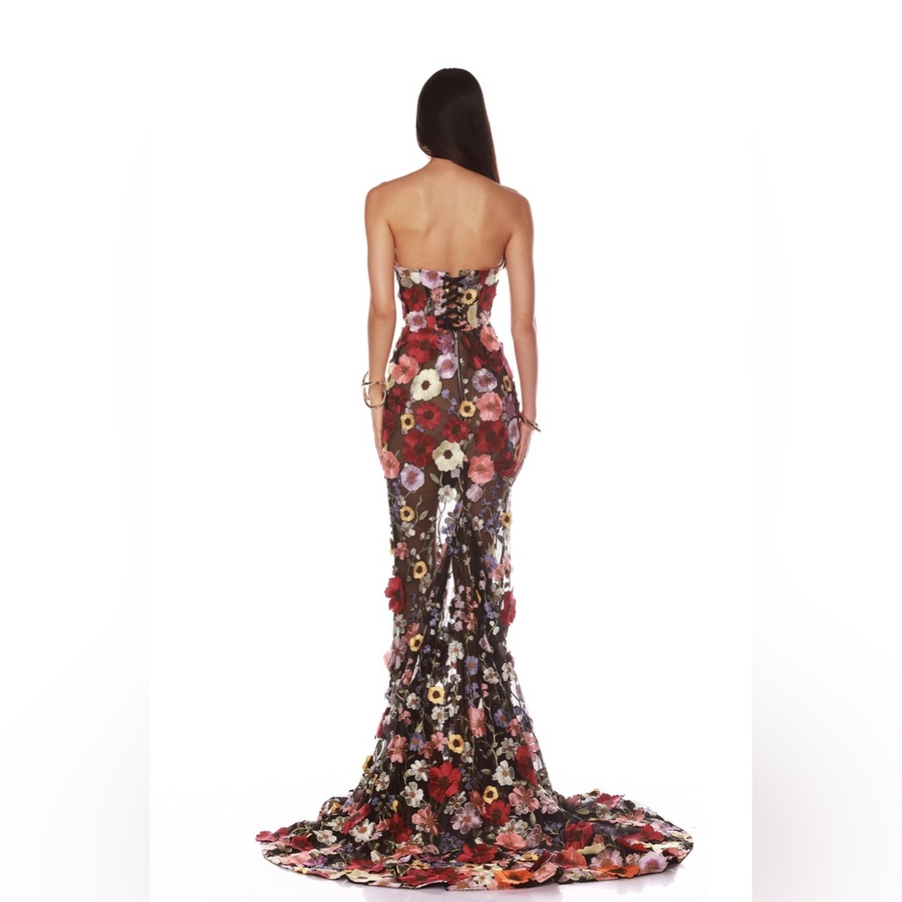 NWOT BRONX AND BANCO Jasmine Multi Floral Strapless Gown - Picture 3 of 15